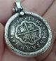 1721 Silver Spanish 2 Reales Treasure Cob Coin Sterling Pendant Europe photo 9