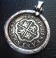 1721 Silver Spanish 2 Reales Treasure Cob Coin Sterling Pendant Europe photo 2
