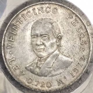 Mexico 1972 25 Pesos Silver Foreign Coin Agw.  521 Oz Of Silver S/h photo