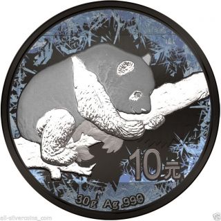 Panda Deep Frozen 10 Y 1oz Silver Ruthenium & Platinum Plated Coin 2016 photo