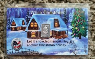 1 Gram Silver Bar White Christmas.  999 Fine In Assay Card The Usn photo