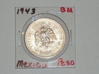 1943 Mexican 1 Peso - Cap & Rays - -.  720 photo