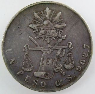 Mexico - Second Republic 1873 Go S Silver Peso, photo