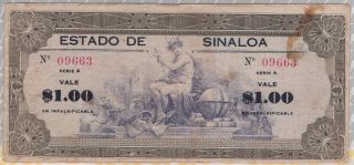 Mexico One Peso,  1916 The State Of Sinaloa,  Mazatlan,  Very Scarce And Rare photo