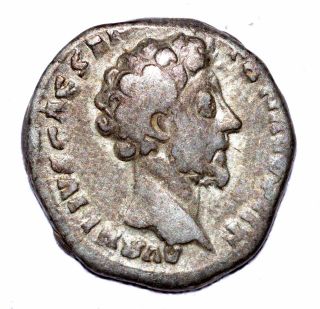 Authentic Marcus Aurelius - Roman,  Ar Silver Denarius - Rv.  Roman Goddess - A455 photo