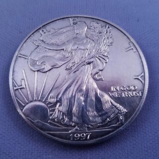 1997 Silver Dollar Coin - Walking Liberty - 1 Troy Oz American Eagle.  999 photo
