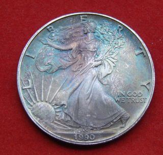 1990 Silver Dollar Coin 1 Troy Oz American Eagle Walking Liberty.  999 Fine photo
