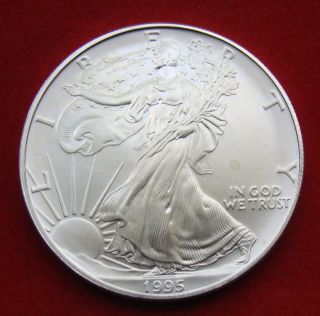 1995 Silver Dollar Coin 1 Troy Oz American Eagle Walking Liberty Fine.  999 photo