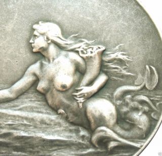 The Mermaid Decors - Transatlantic Company - Antique Art Medal By Patriarche photo