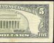 1988 A $5 Dollar Bill Gutter Fold Error Federal Res Note Us Currency Paper Money Paper Money: US photo 3