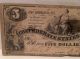 (2) 1861 $5 Confederate States Of America Large Note Richmond,  Virginia Five Paper Money: US photo 2