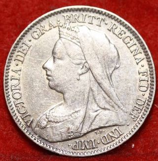1895 Great Britain 6 Pence Silver Foreign Coin S/h photo