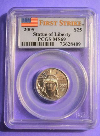 2005 P$25 Statue Of Liberty Platinum American Eagle Ms69 Pcgs First Strike photo