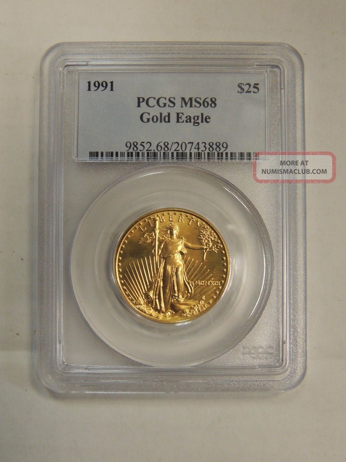 1991 $25 American Eagle Gold Pcgs Ms - 68 Gold photo