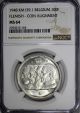 Belgium Silver 1948 100 Francs,  100 Frank Flemish Ngc Ms64 Top Graded Km 139.  1 Europe photo 1