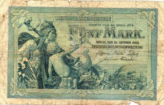 Xxx - Rare German 5 Mark Empire Banknote 1904 Bad photo