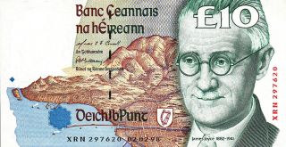 Ireland Republic 10 Shillings 2 - 2 - 1998 Unc P.  76b James Joyce photo