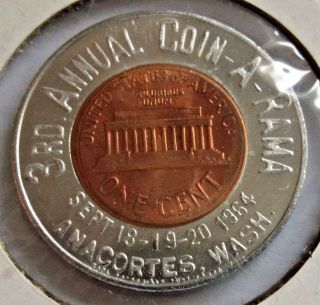 Gem Bu 1964 Coin A Rama Anacortes Washington Lincoln Penny Earl Fankhauser photo