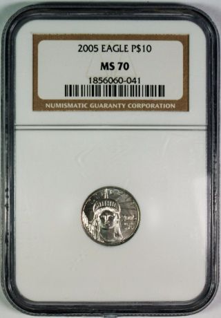 2005 $10 American Platinum Eagle Ngc Ms70 photo