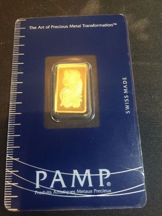 5 Gram Gold Pamp Suisse 999.  9 Pure With Plastic Protective Film In Tact photo