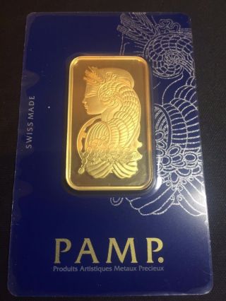 1 Oz.  Gold Pamp Suisse 999.  9 Pure With Plastic Protective Film In Tact photo