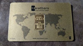 5 Gram Gold Bar 999.  9 24 K Gold Bullion In Card Karatbars With Hologram photo