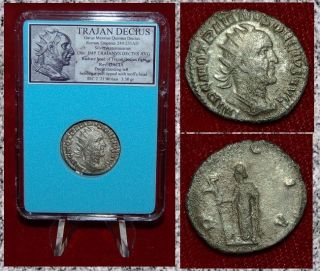 Ancient Roman Empire Coin Trajan Decius Dacia On Reverse Silver Antoninianus photo