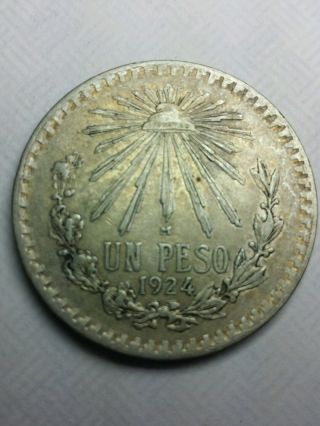 Mexico 1924 Silver Un Peso photo