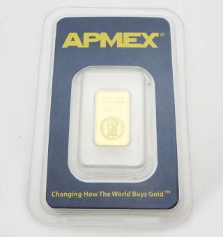 1 Gram Apmex Gold Bar,  In Packaging photo