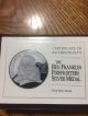 1992 - P Ben Franklin Firefighters 1 Oz Proof Silver Medal In Capsule W/ Box & Exonumia photo 3