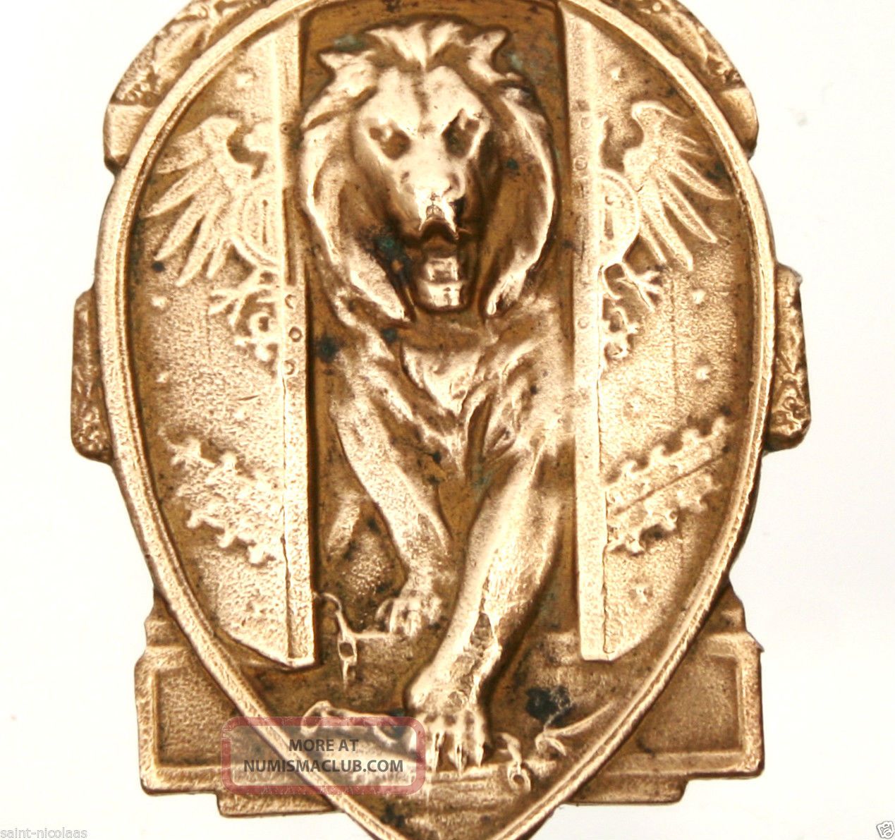 Winged Mighty Lion Decors - Splendid Antique World War Ii Art Medal Pendant Exonumia photo
