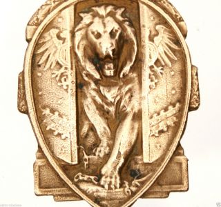 Winged Mighty Lion Decors - Splendid Antique World War Ii Art Medal Pendant photo