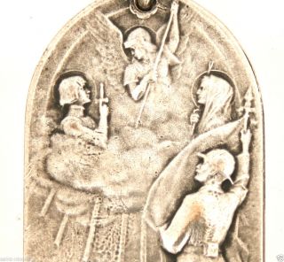 Saint Joan Of Arc - Archangel Michael & Sacred Heart Jesus Antique Medal - Bazor photo