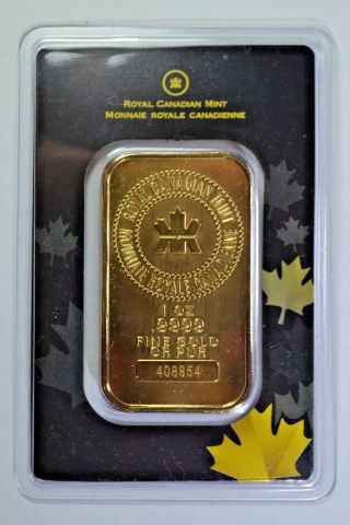 Royal Canadian 1 Troy Oz.  999 Fine Gold Bullion Bar photo