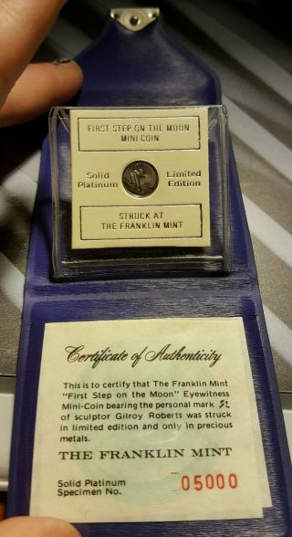 Rare Franklin Solid Platinum,  First Step On The Moon Mini Coin photo