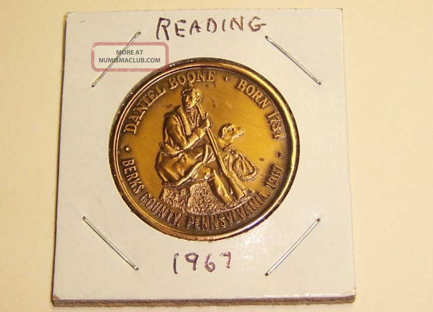 1967 Reading Coin Club,  Daniel Boone,  Born 1734 2115 Exonumia photo