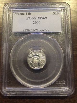 2000 Platinum Eagle Pcgs Ms 69 $10.  00 1/10th Oz.  Liberty Us Coin Bu photo