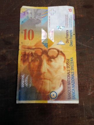 Switzerland 10 Swiss Franc Circulated Banknote (8 - Series) photo