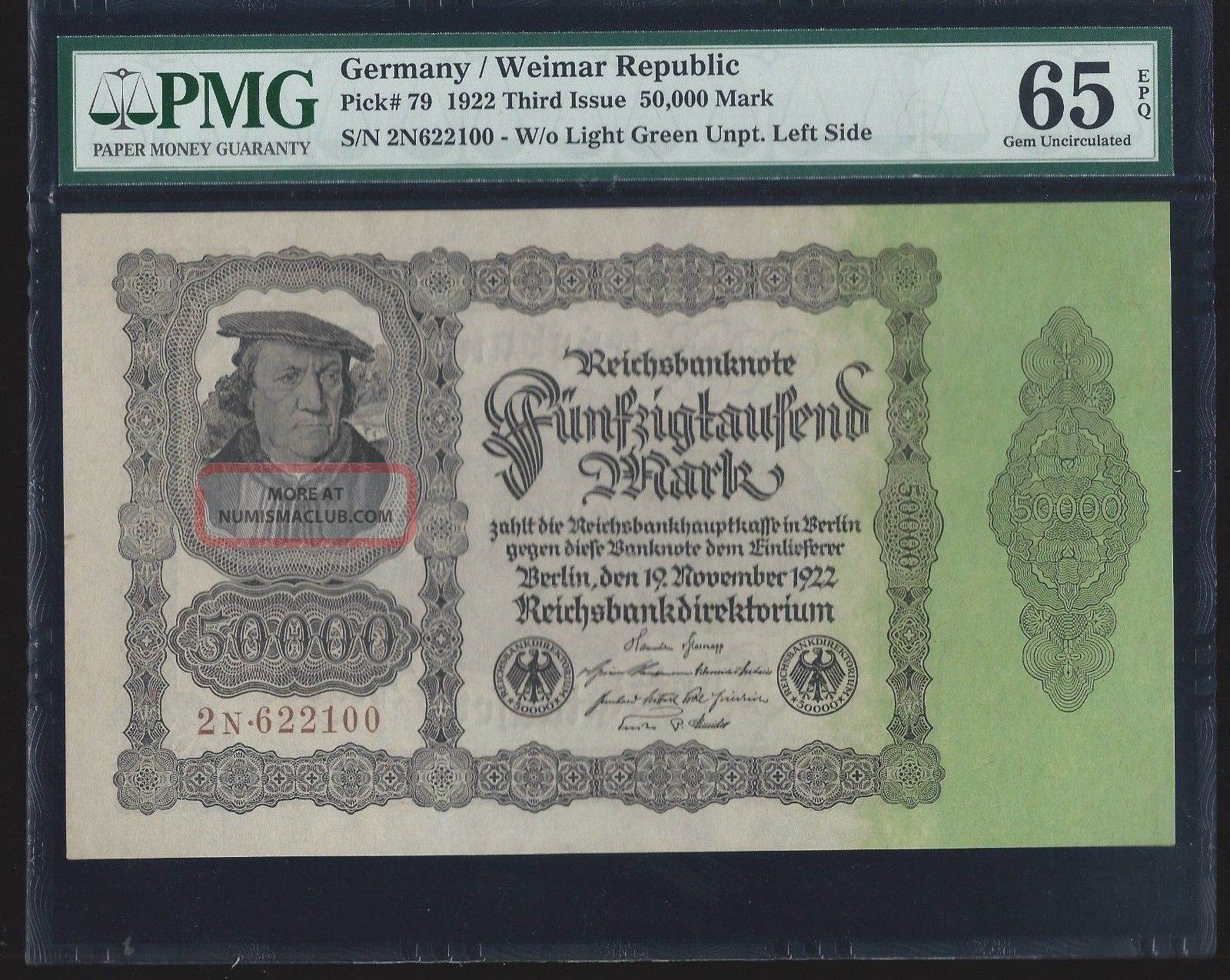 1922 Germany Weimar Republic,  50,  000 Mark,  Pmg 65 Epq Gem Unc Pic 79 Europe photo