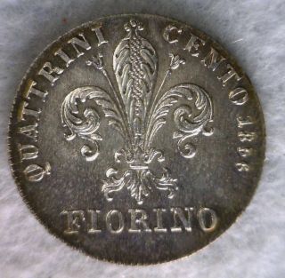 Tuscany Italy 1 Fiorino 1856 Uncirculated Italia Coin (stock 0843) photo