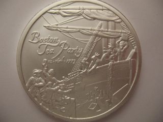 1, .  Oz.  999 Silver Coin Dec 16 1773 Boston Tea Party And American Heroes,  Gold photo