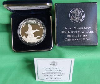 2003 National Wildlife Refuge Silver Medal Duck Coin Us & photo