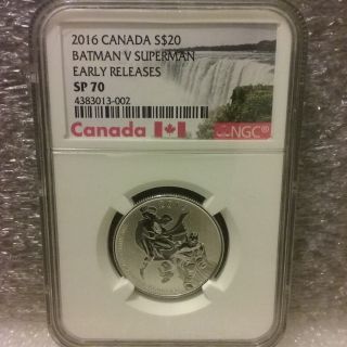 2016 Canada $20 1/4 Oz Silver Batman V Superman Dawn Justice Ngc Sp70 Er photo