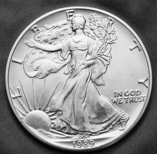 1989 1 Oz Silver American Eagle Bu Brilliant Uncirculated 13765 photo