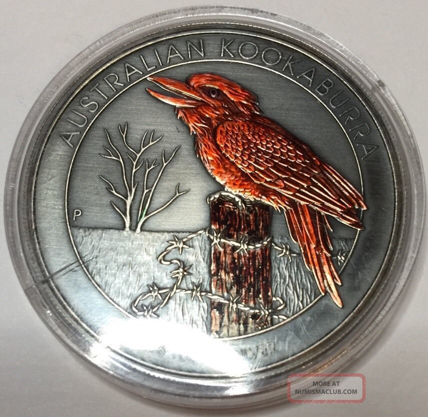 2016 Australia 1 Oz Silver Kookaburra (bu) Antiqued And Colored Look Other Australian Coins photo