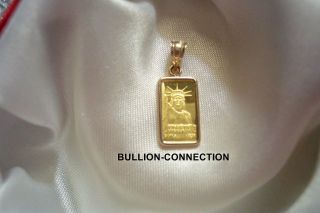 . 9999 Gold 1 Gram Credit Suisse Statue Of Liberty Bar 14 - Kt Gold Pendant photo