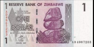 Zimbabwe - 1 Dollar - 2007 (2008) - P65 (b156a) - Unc photo