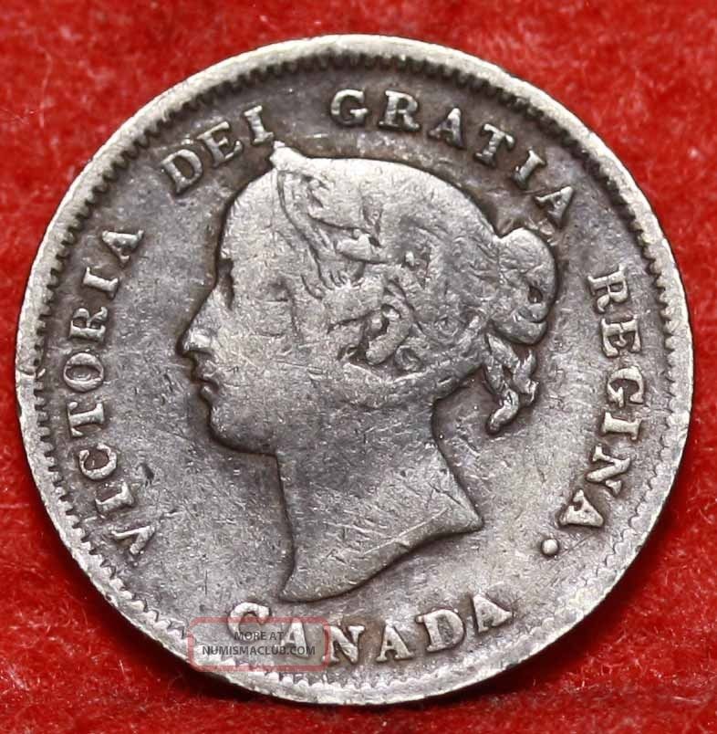 1899 Canada 5 Cents Silver Foreign Coin S/h Five Cents (1858-1921) photo