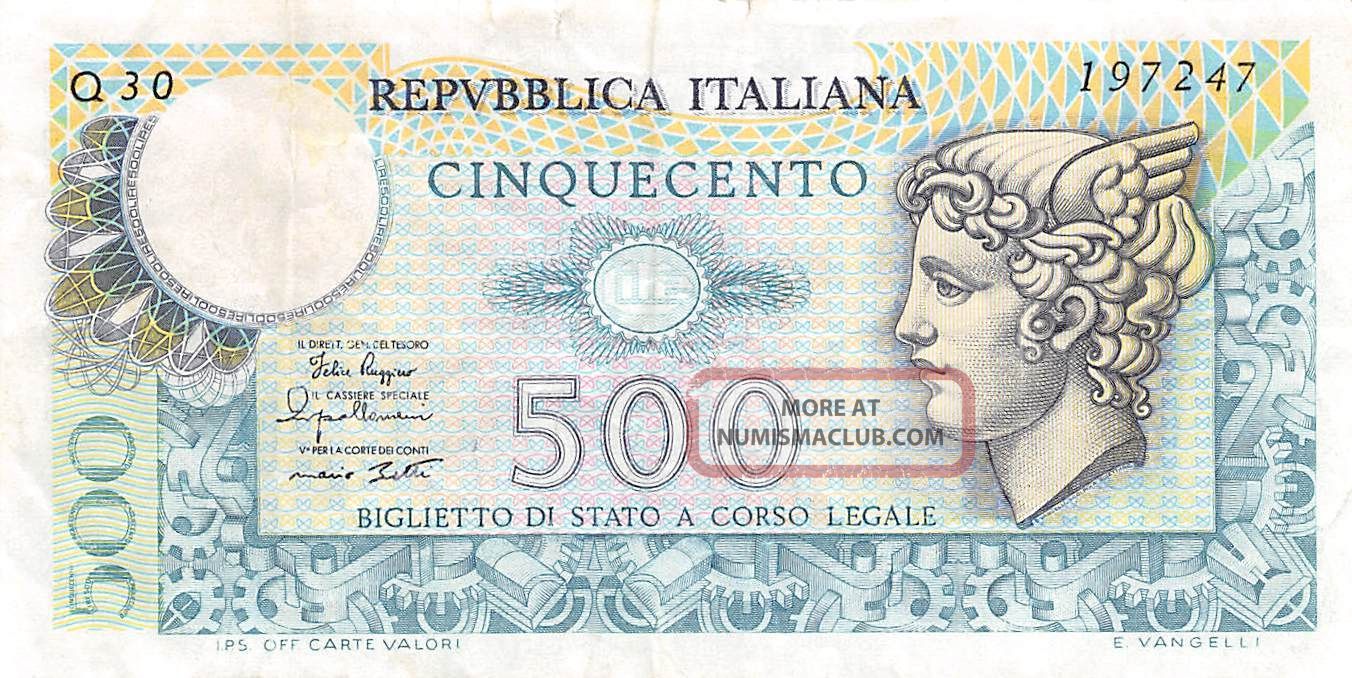 Italy 500 Lire 2.  4.  1979 Series Q 30 Circulated Banknote,  G10 Europe photo