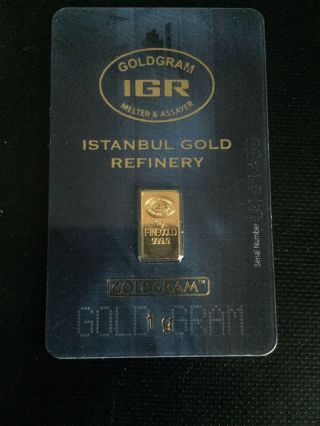 1 Gram Gold Bar Irg 999.  9 photo